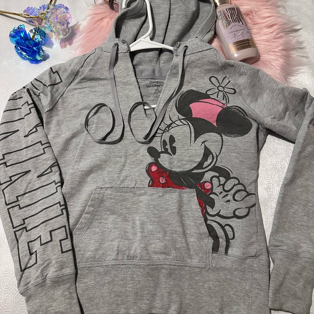Disney Gray and Pink Minnie Mouse Sweatshirt
